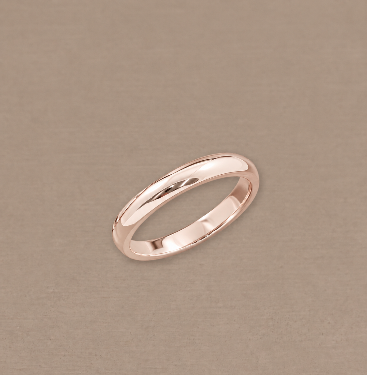 Round Gloss Pink Gold women's wedding ring with polished rounded band by Sphere Diamond Bangkok