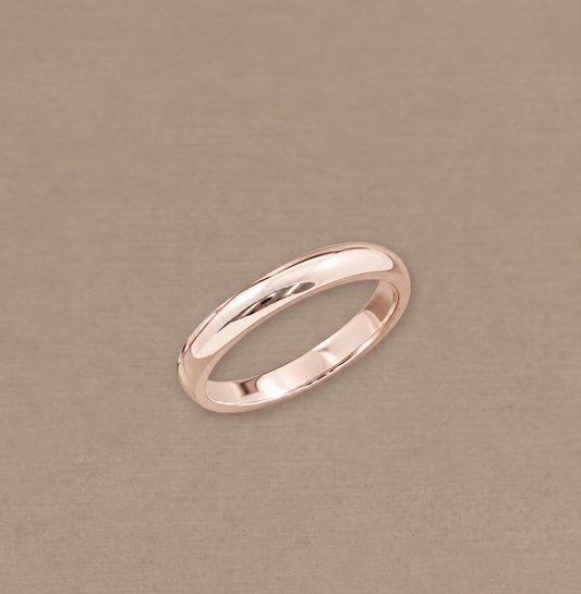 Round Gloss Pink Gold women's wedding ring with polished rounded band by Sphere Diamond Bangkok