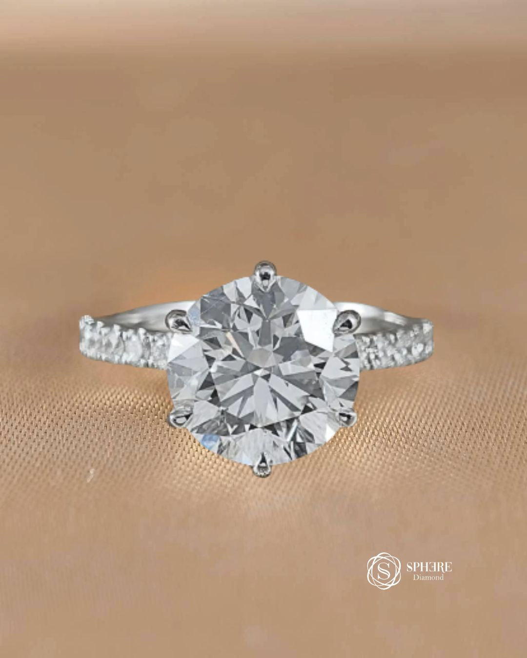 Six Prong Round brilliant with Pave Setting
