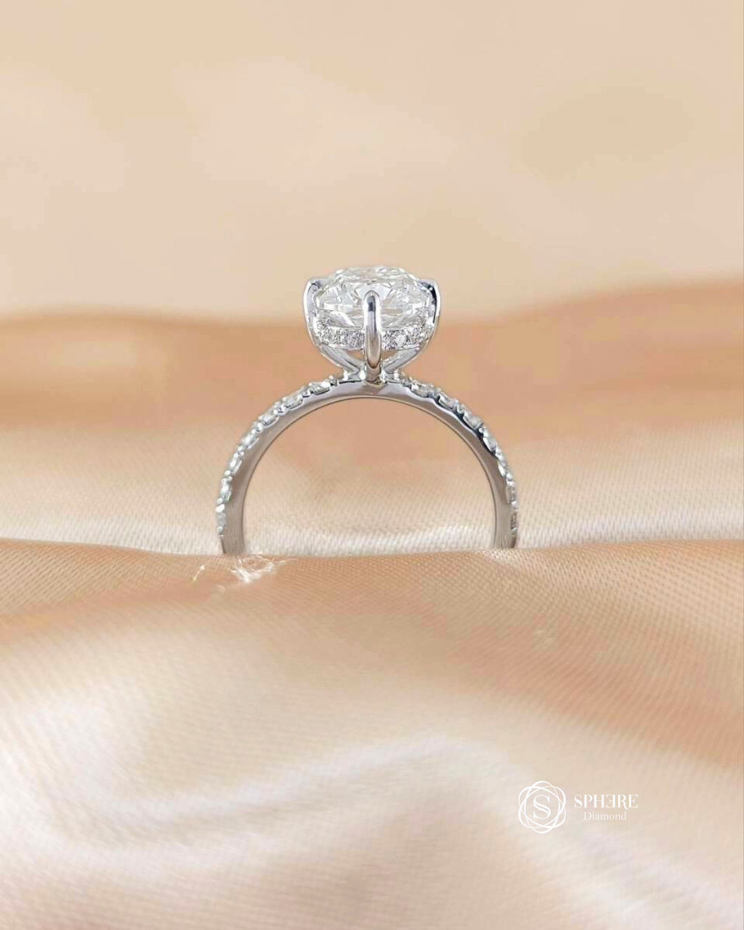 Cushion Cut Diamond With hidden Halo Pave Setting