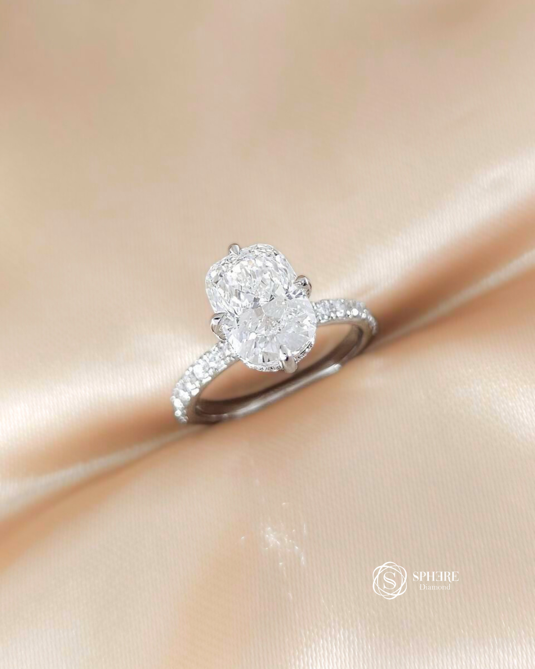 Cushion Cut Diamond With hidden Halo Pave Setting