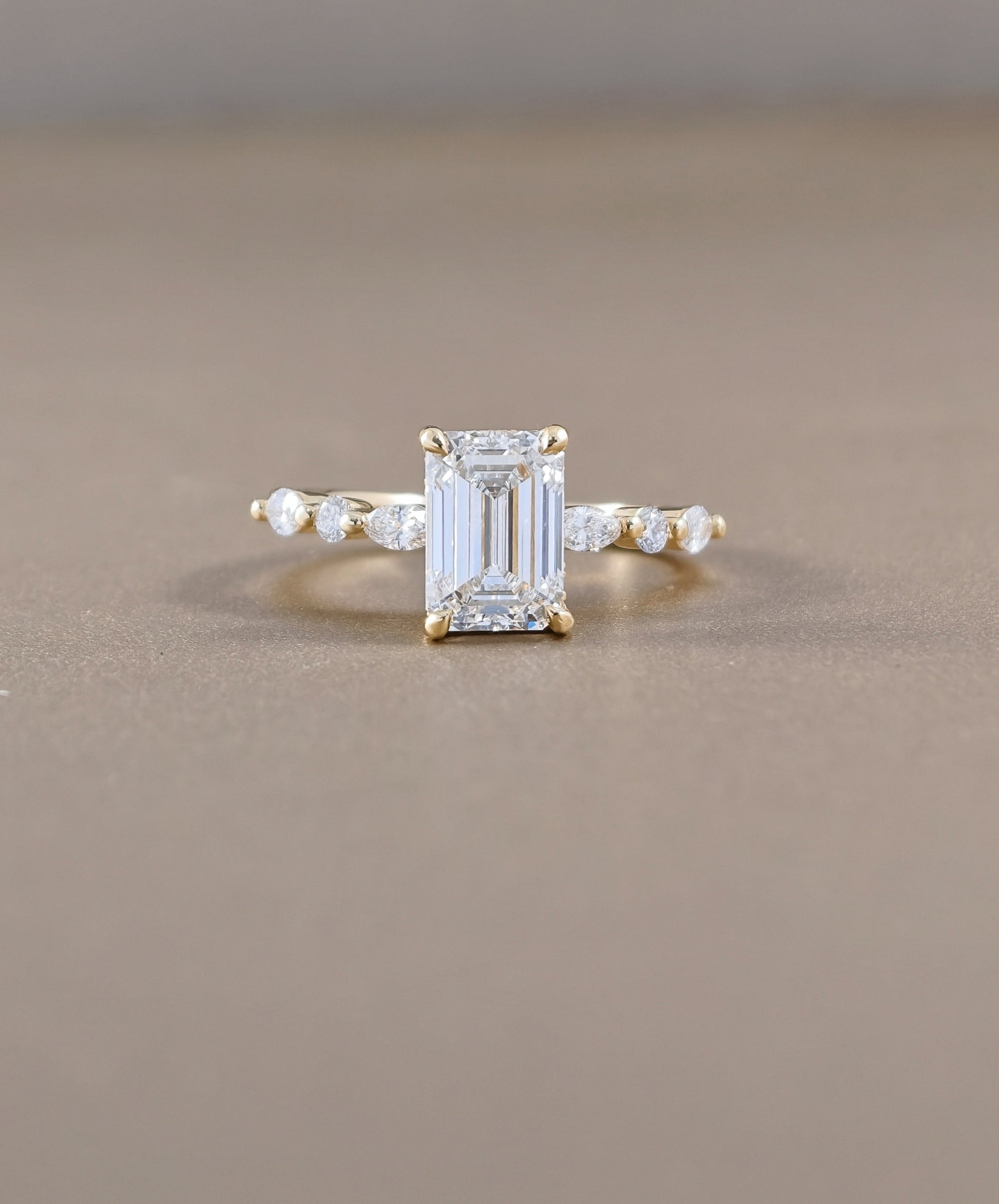 Emerald Cut Lab Grown Diamond Engagement Ring with Mixed Diamond Accents Bangkok