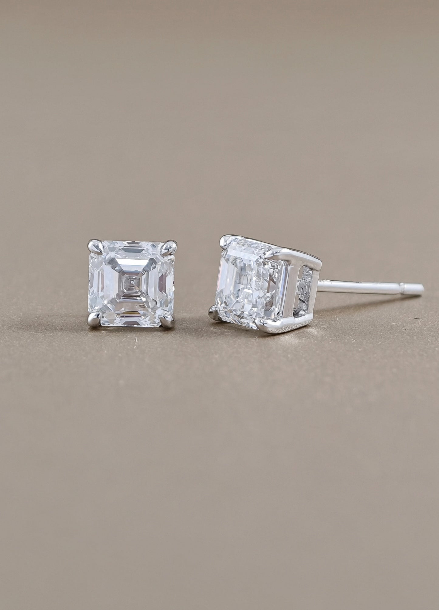 Asscher cut Lab Grown Diamond Stud Earrings | IGI Certified