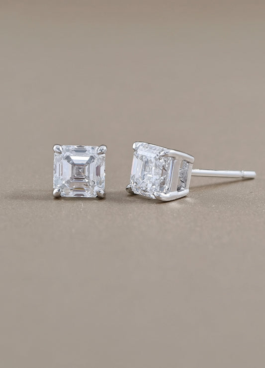 Asscher cut Lab Grown Diamond Stud Earrings
