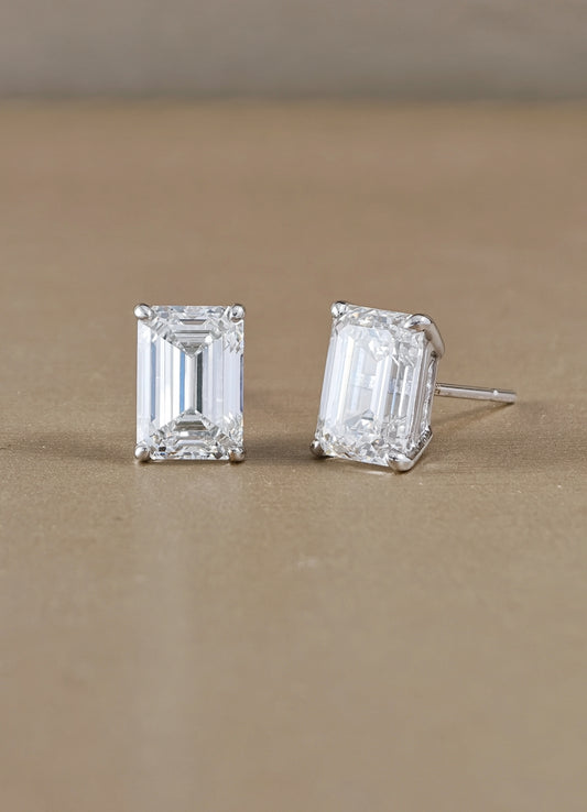 Aurex Emerald Lab Grown Diamond Stud Earrings | IGI Certified