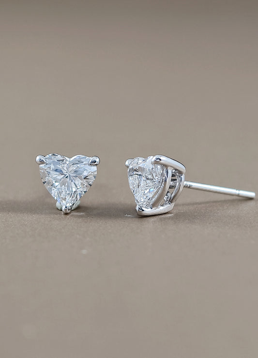 Amora Heart Lab Grown Diamond Stud Earrings | IGI Certified