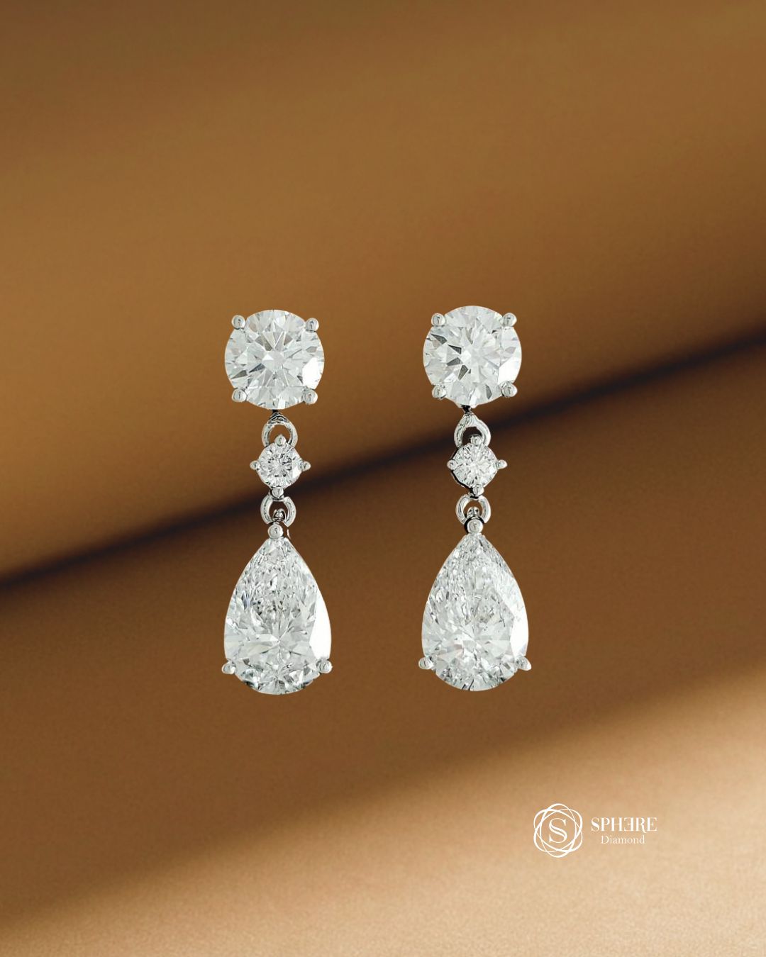 2in1 Round Cut Diamond Mix Fancy Drop Earring