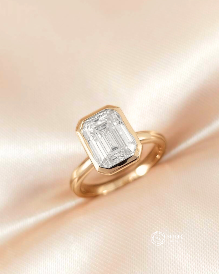 Emerald Cut Diamond Bezel Ring
