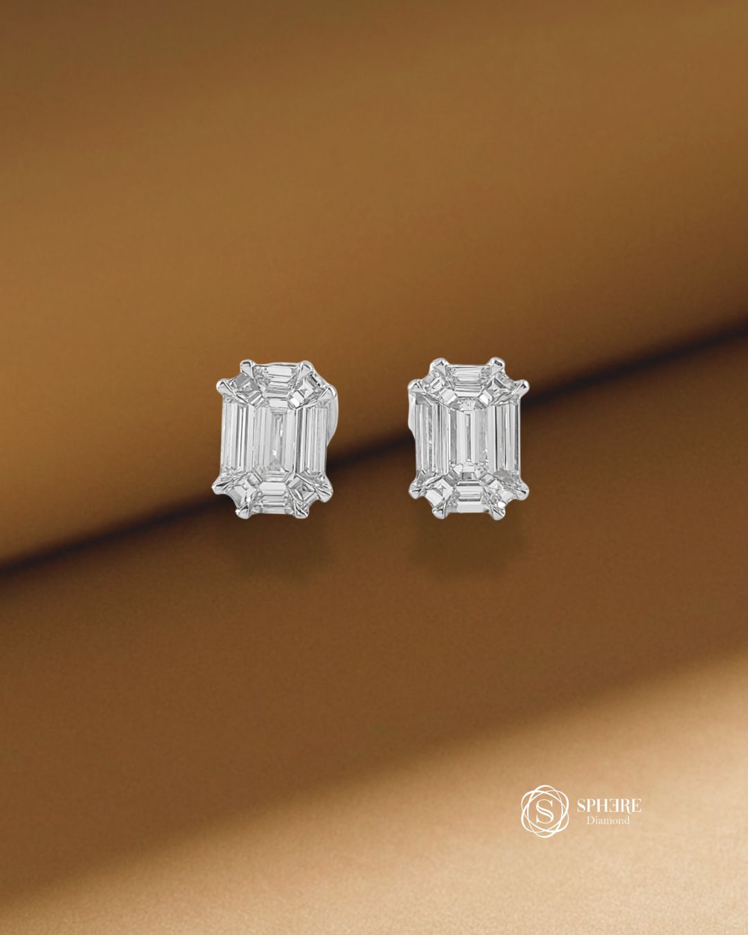 Emerald Cut Diamond Stud Earring