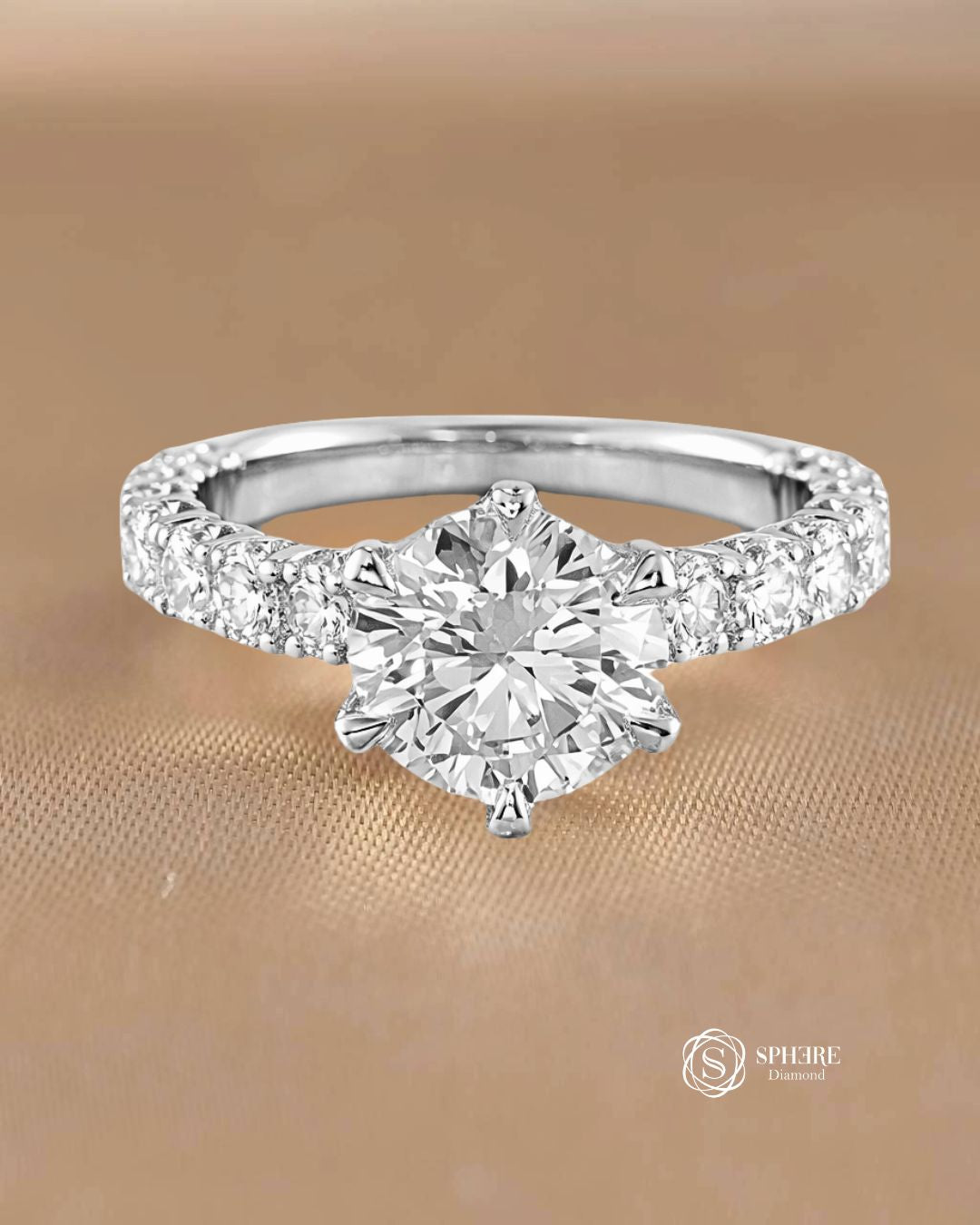 Round Cut Diamond With Side U Prong Setting