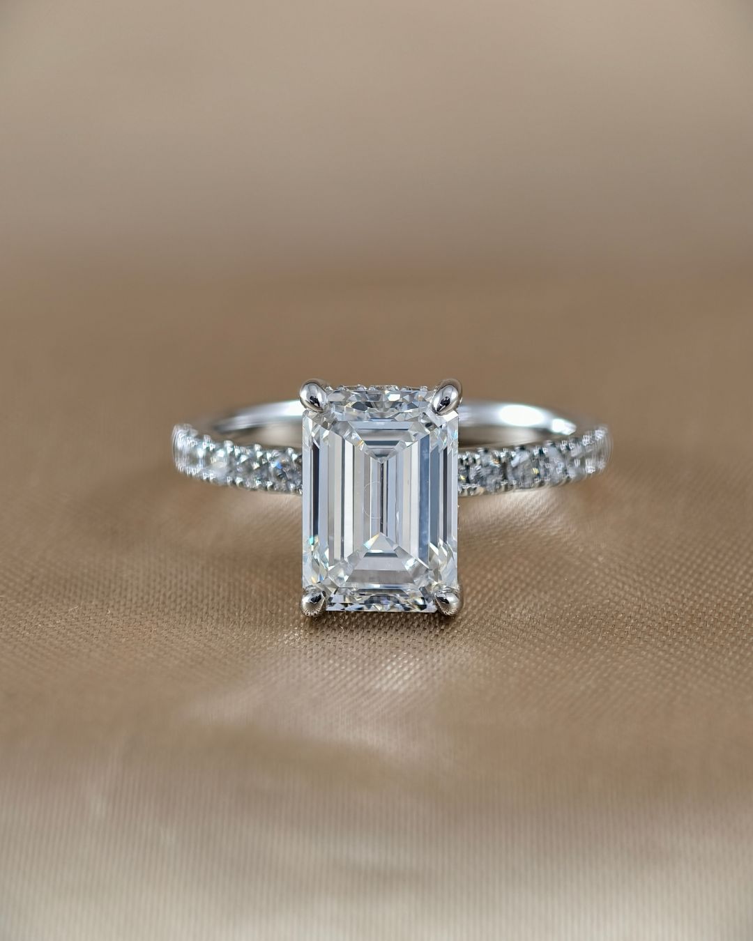 Emerald Cut Diamond Signature Eiffel Love Ring