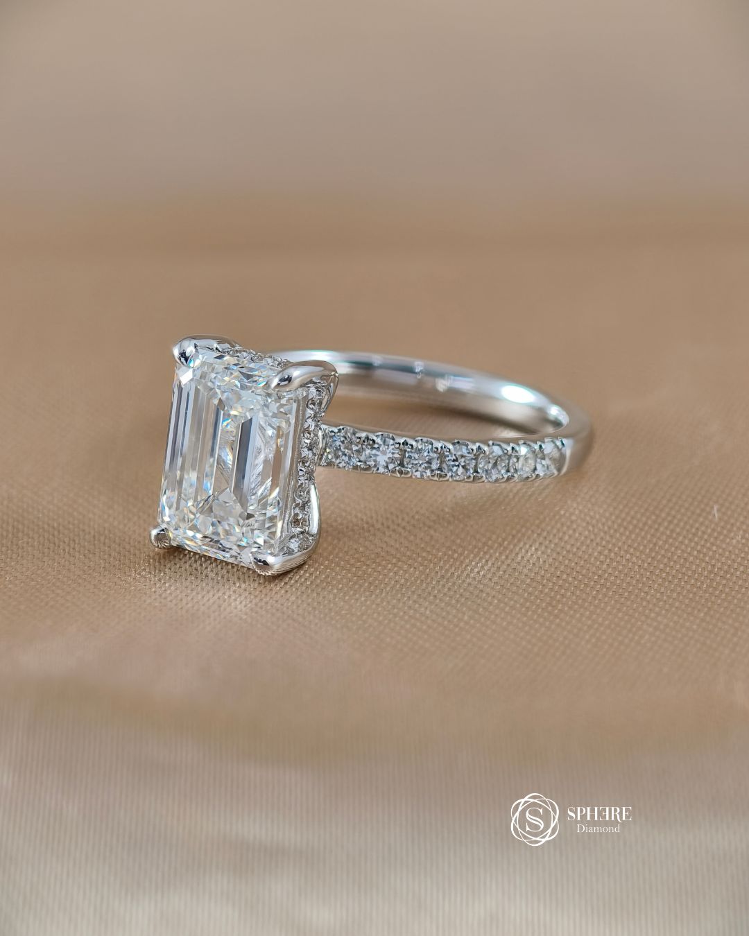 Emerald Cut Diamond Signature Eiffel Love Ring