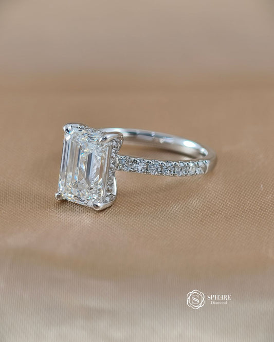 Emerald Cut Diamond Signature Eiffel Love Ring