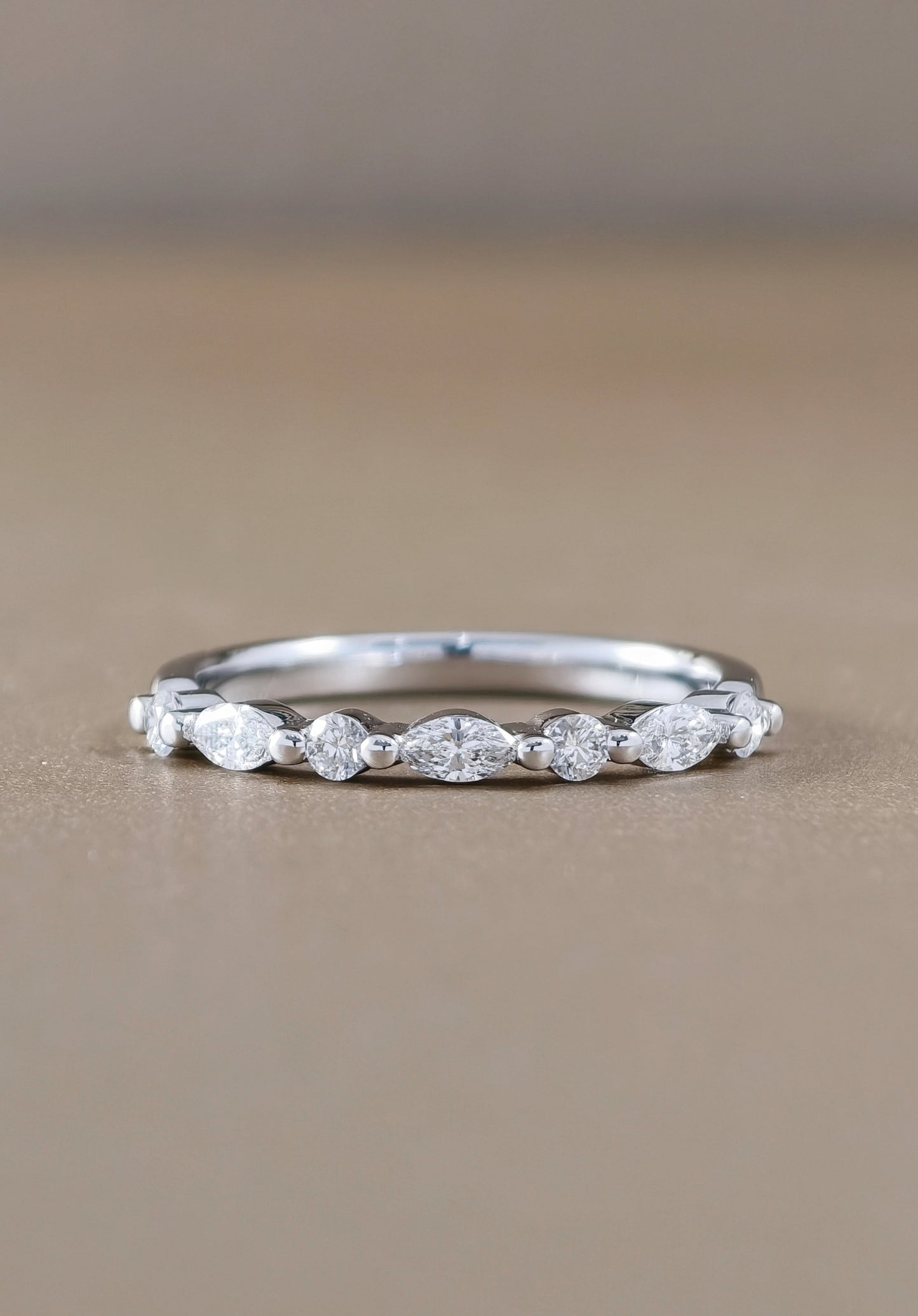Round and Marquise Cut Half Eternity white Gold 18K
