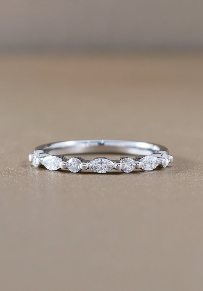 Round and Marquise Cut Half Eternity white Gold 18K