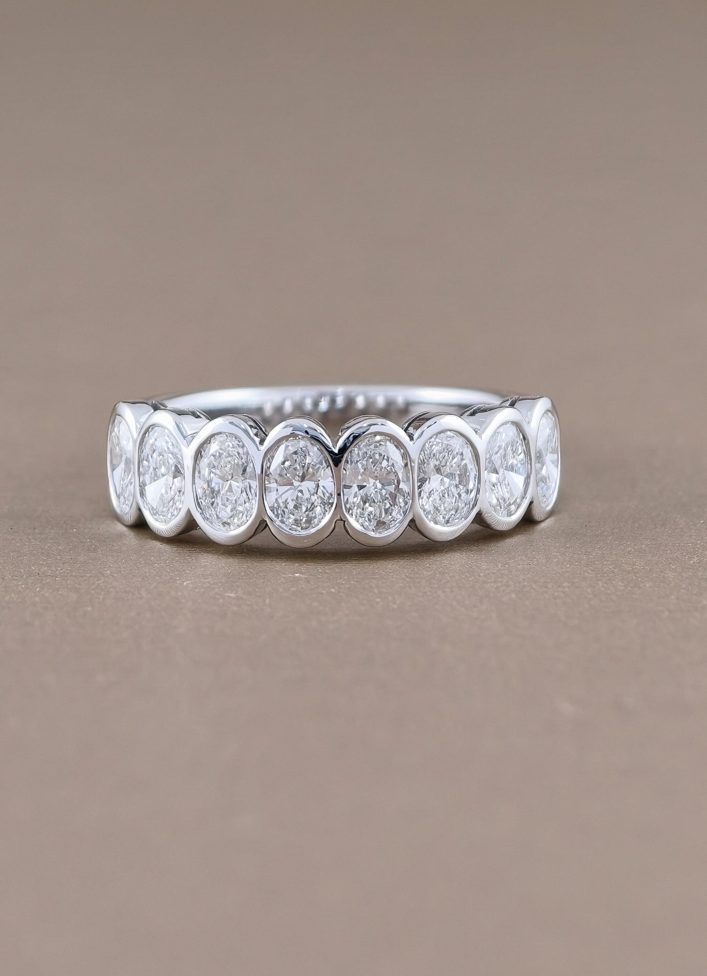 Oval Bezel Half Eternity Lab Grown Diamond Ring