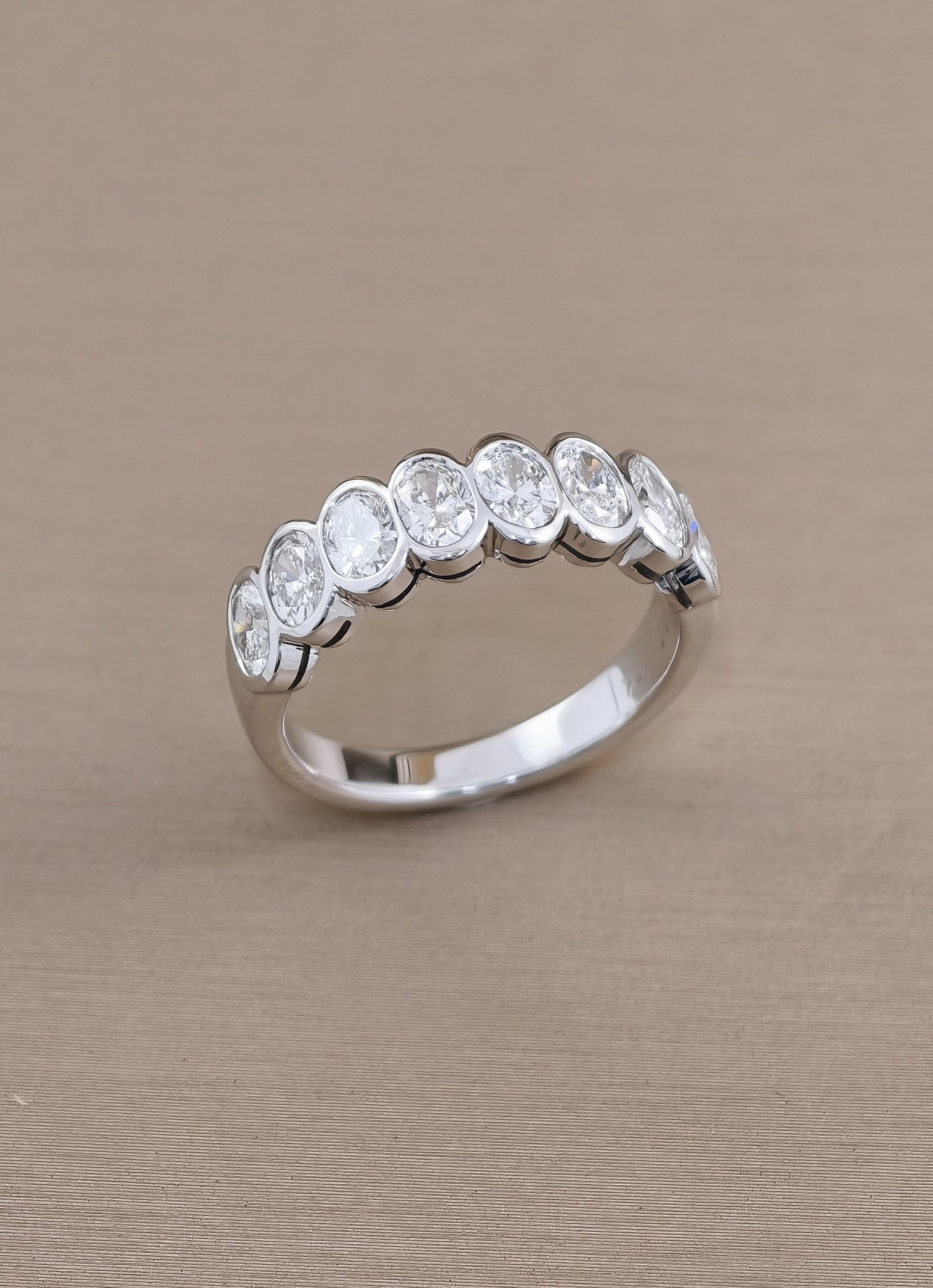 Oval Bezel Half Eternity Lab Grown Diamond Ring