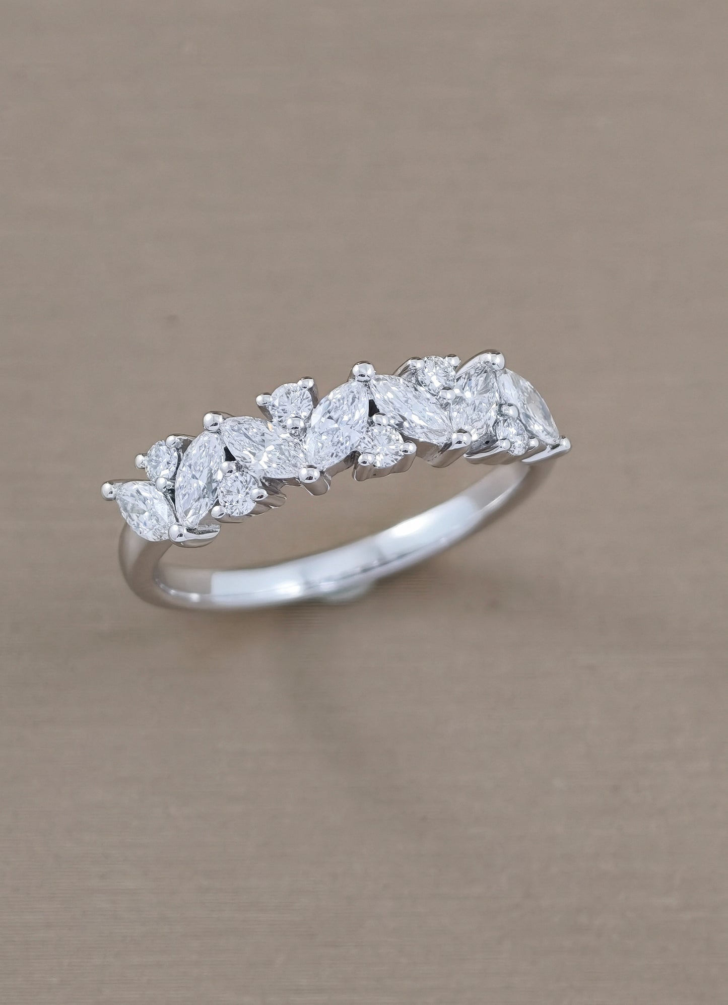 Mixed Fancy Cut Diamond Half Eternity Ring