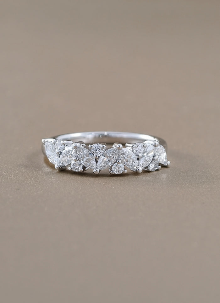 Mixed Fancy Cut Diamond Half Eternity Ring