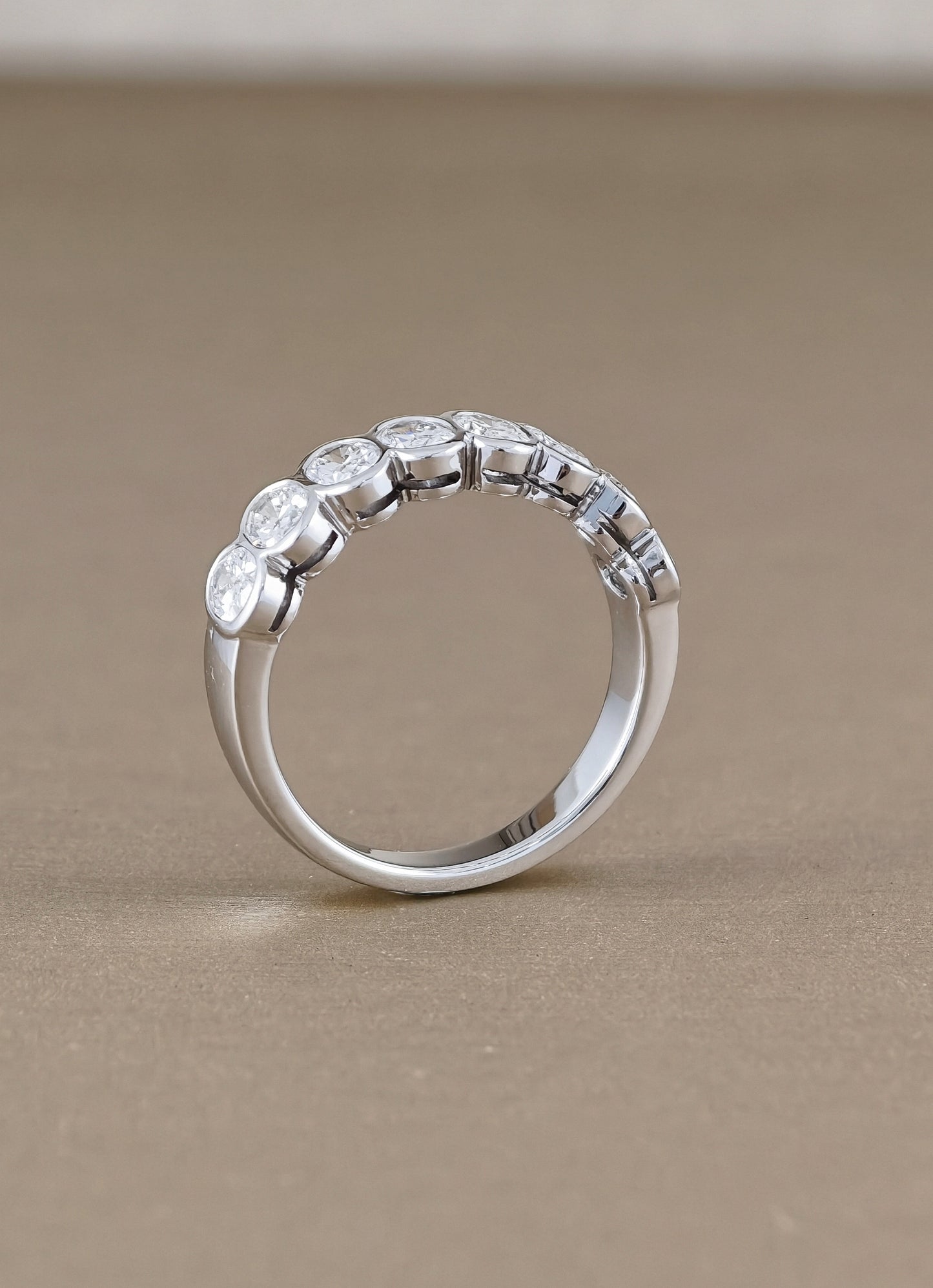 Oval Bezel Half Eternity Lab Grown Diamond Ring