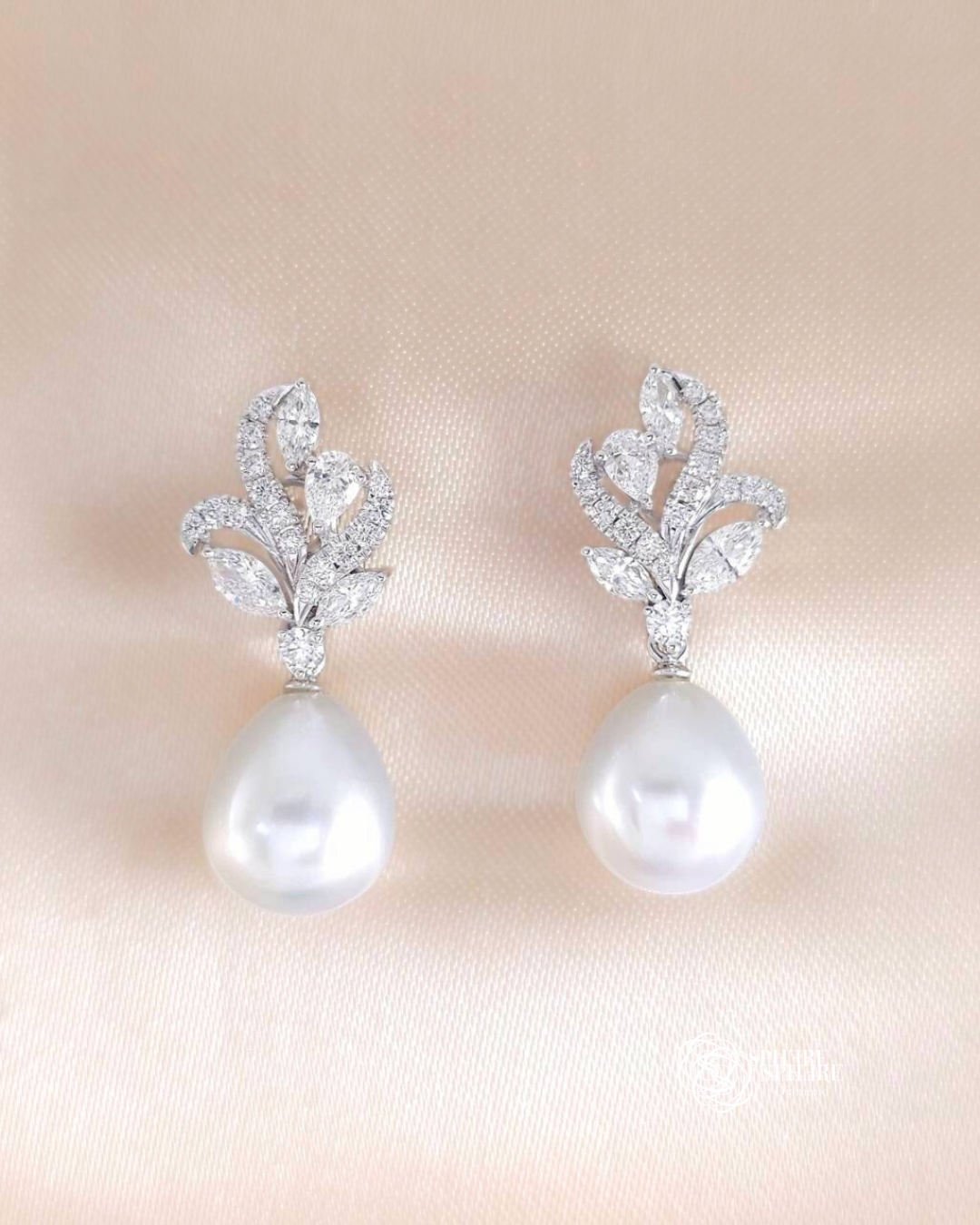 Fancy Diamond With Pearl South Sea Earring