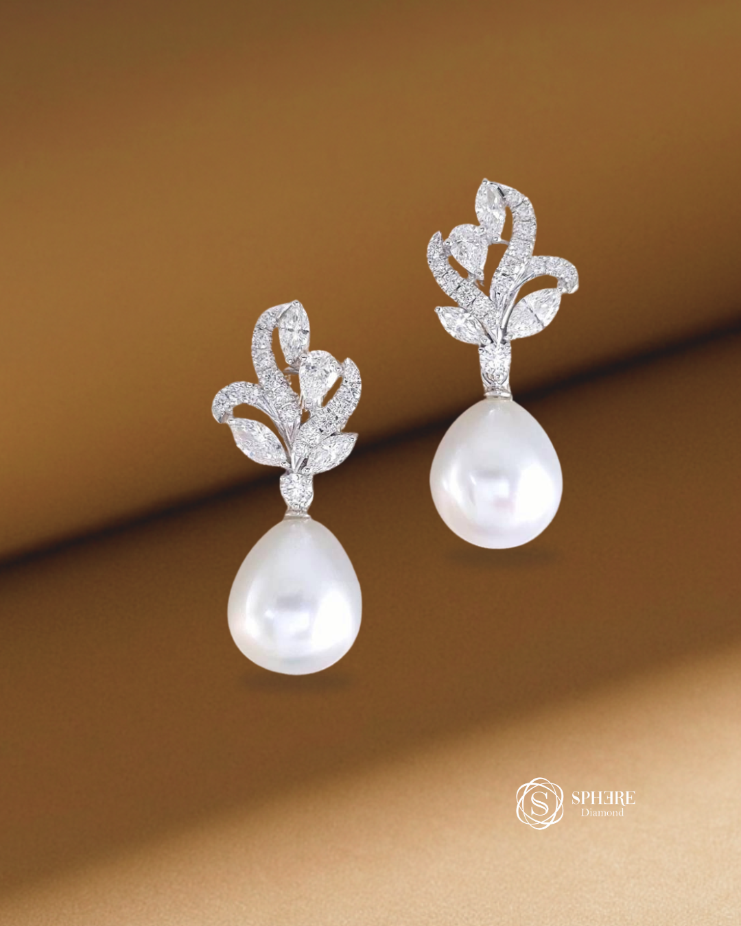 Fancy Diamond With Pearl South Sea Earring