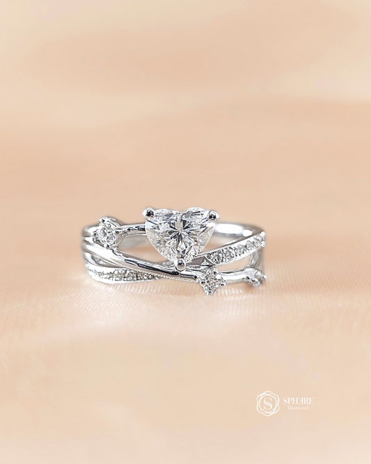 Heart Cut Twist With Pave Ring