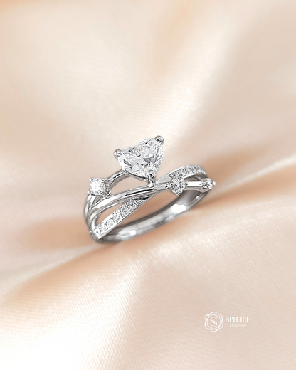 Heart Cut Twist With Pave Ring