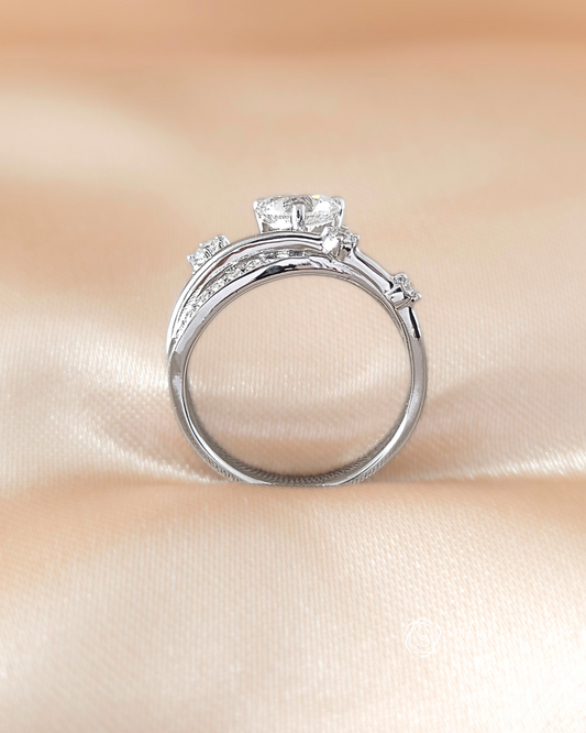 Heart Cut Twist With Pave Ring