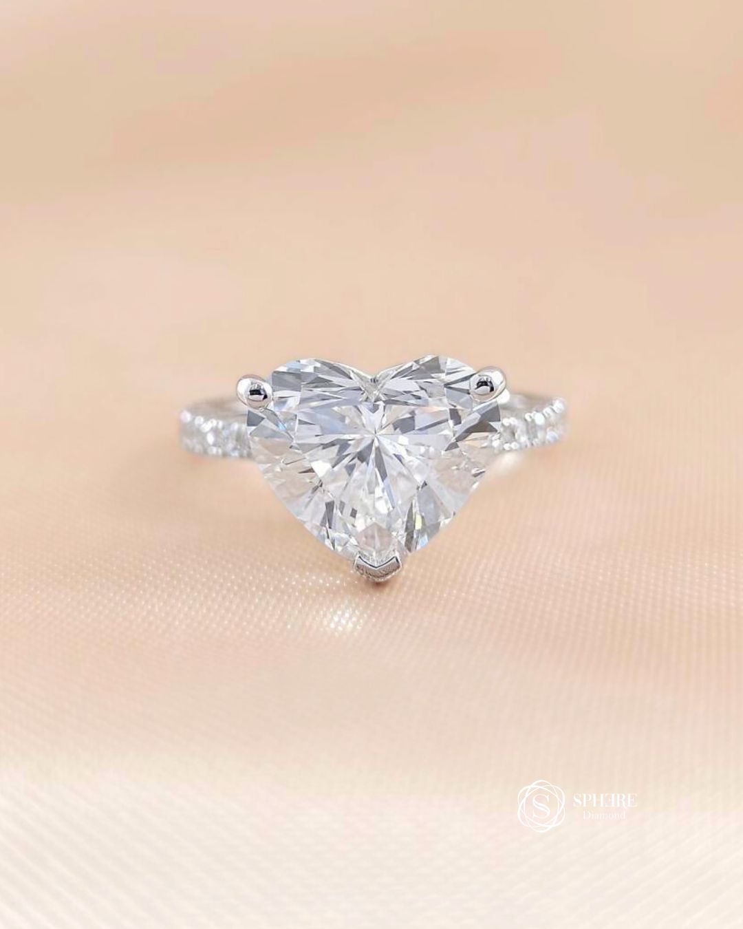 Heart Shape Diamond Ring With Pave Setting