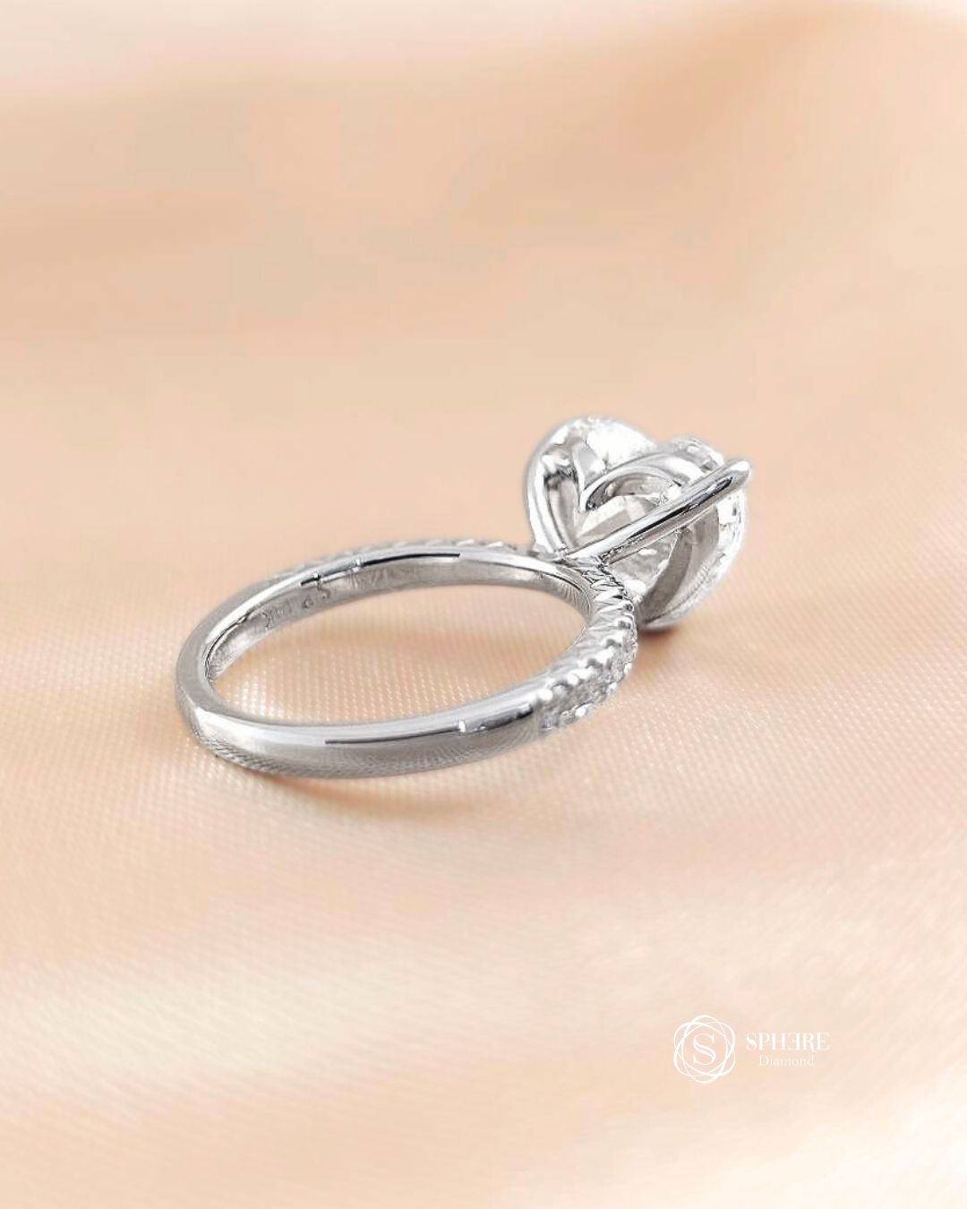 Heart Shape Diamond Ring With Pave Setting