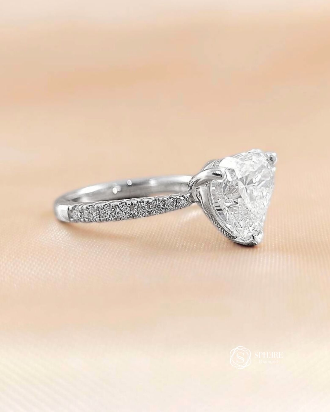 Heart Shape Diamond Ring With Pave Setting