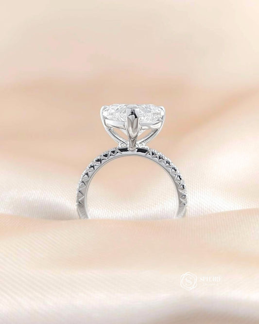 Heart Shape Diamond Ring With Pave Setting
