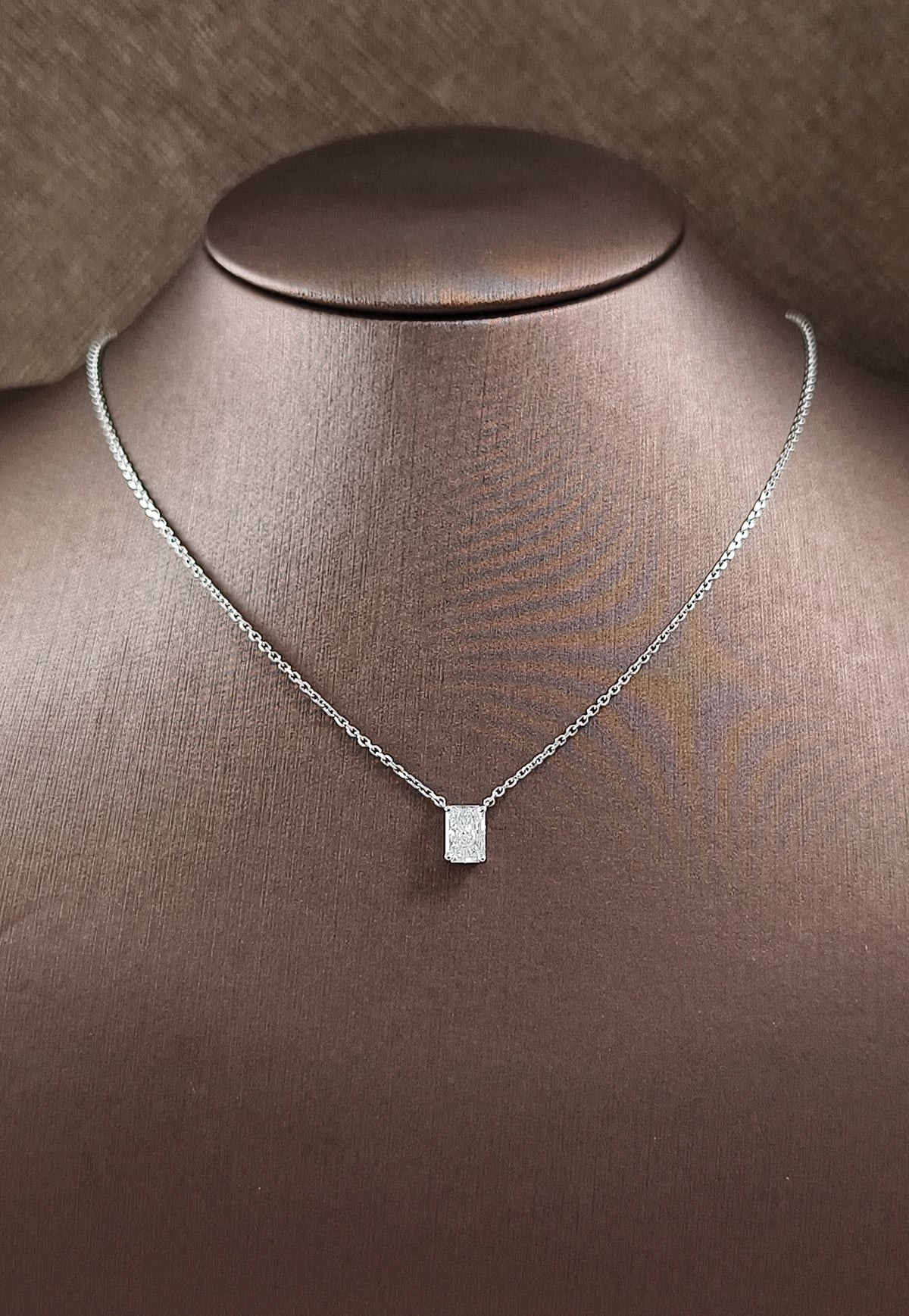 Floating Radiant cut Diamond Pendant Necklace