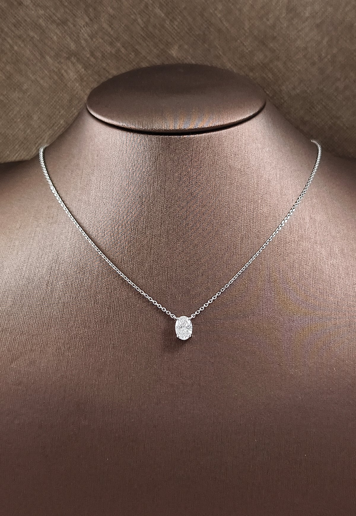 Floating Oval Cut Lab Grown Diamond Pendant Necklace
