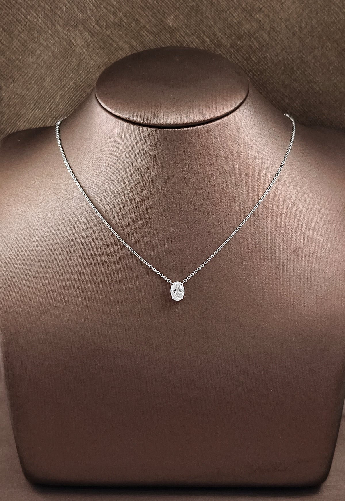 Floating Oval Cut Lab Grown Diamond Pendant Necklace