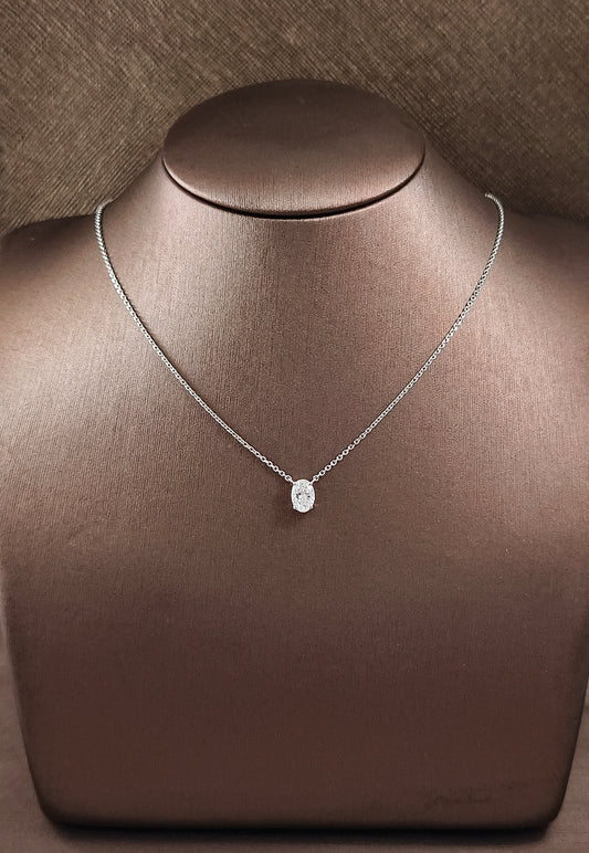 Floating Oval Cut Lab Grown Diamond Pendant Necklace
