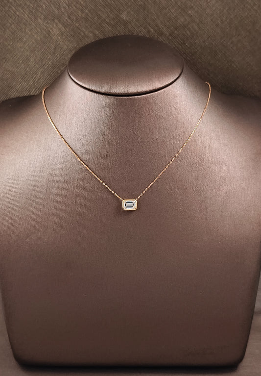 Emerald cut Diamond Pendant Necklace