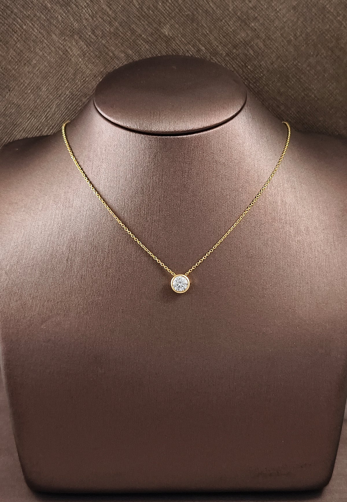 round Cut Lab Grown Diamond Pendant Necklace in Bezel Setting