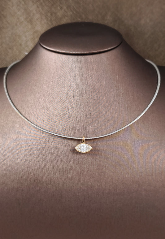Marquise Cut Diamond Yellow Bezel Pendant Necklace