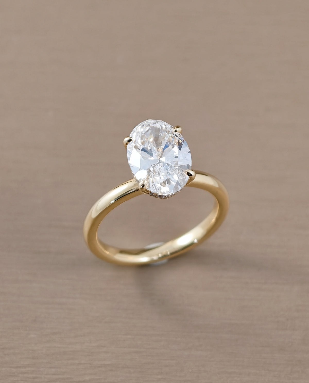 Oval Solitaire Lab Grown Diamond Engagement Ring in Yellow Gold