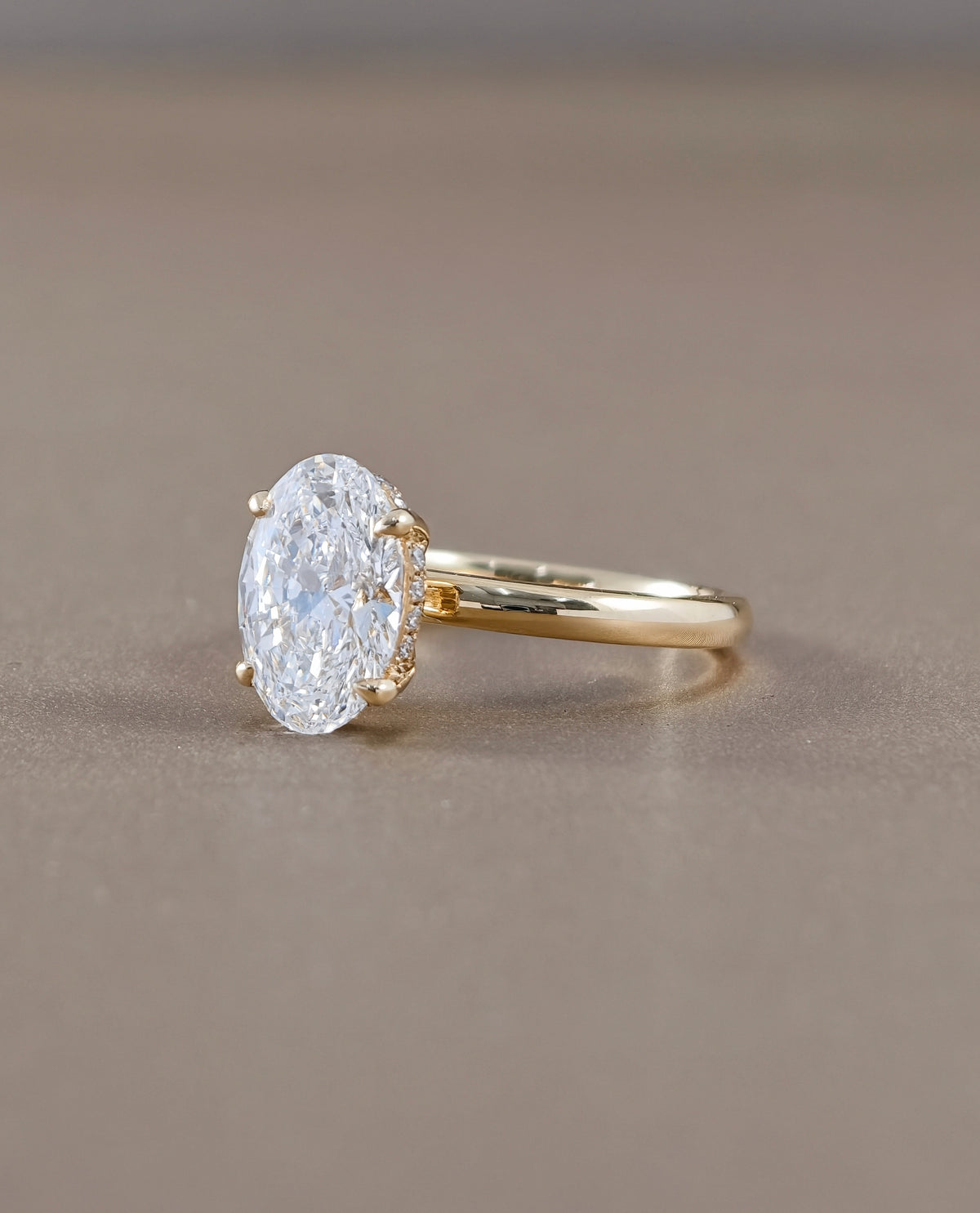 Oval Solitaire Lab Grown Diamond Engagement Ring in Yellow Gold