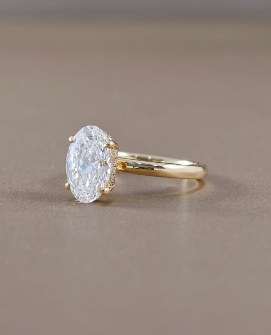 Oval Solitaire Lab Grown Diamond Engagement Ring in Yellow Gold