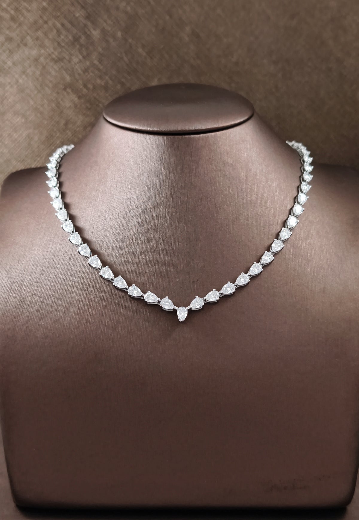 pear  Lab Grown Diamond Tennis Necklace by Sphere Diamond Bangkok Thailand