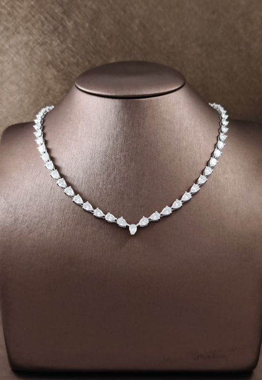 pear  Lab Grown Diamond Tennis Necklace by Sphere Diamond Bangkok Thailand
