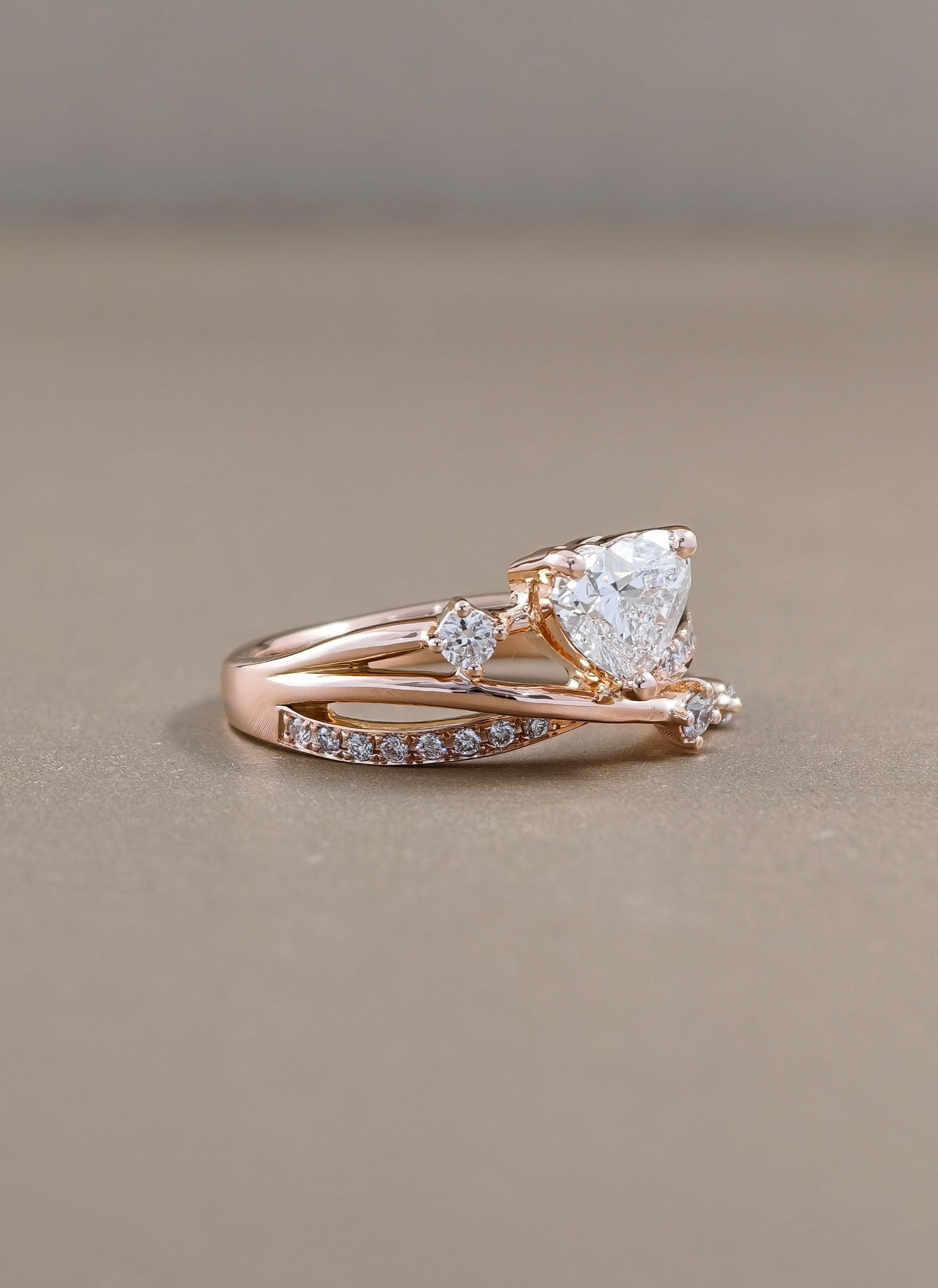 Sylvie Heart Cut Nature-Inspired Cluster Lab Grown Diamond Engagement Ring in White Gold | IGI Certified