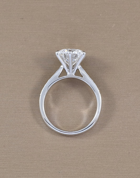 Round Lab Grown Diamond White Gold Pavé Engagement Ring open setting rear view