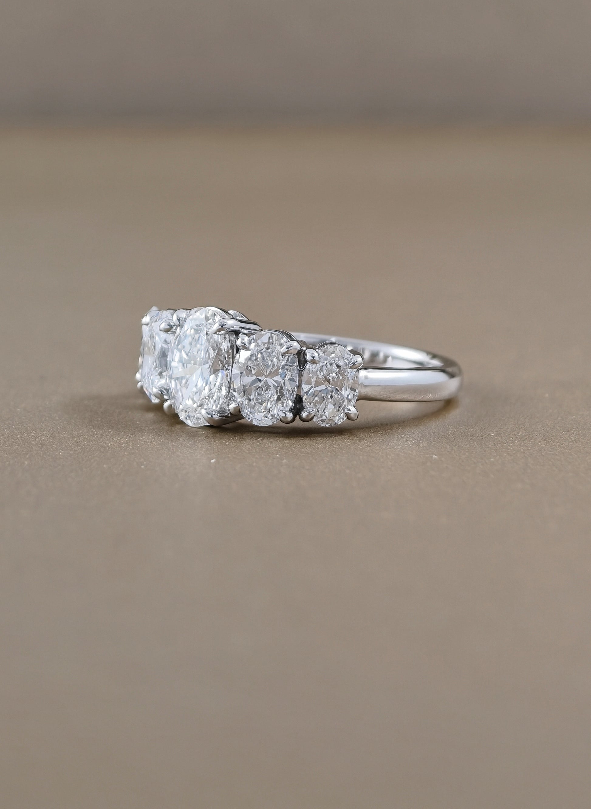 Oval Cut Lab Grown Diamond Five-Stone Wedding Band Bangkok