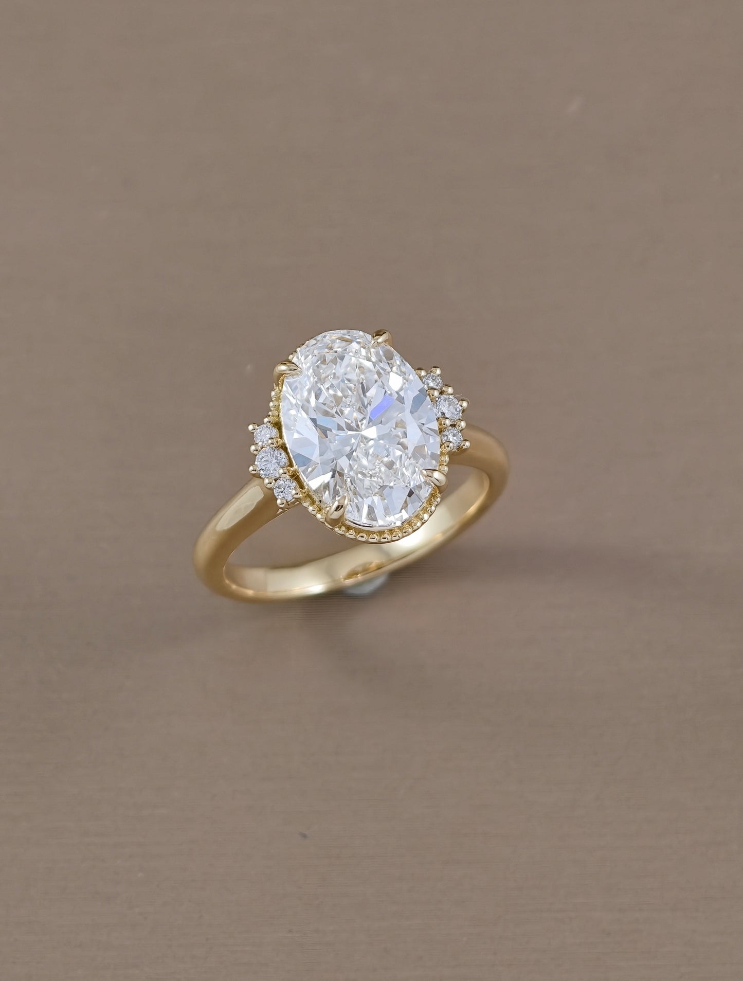 Custom Oval Lab Grown Diamond Ring Stack worn together Bangkok Thailand