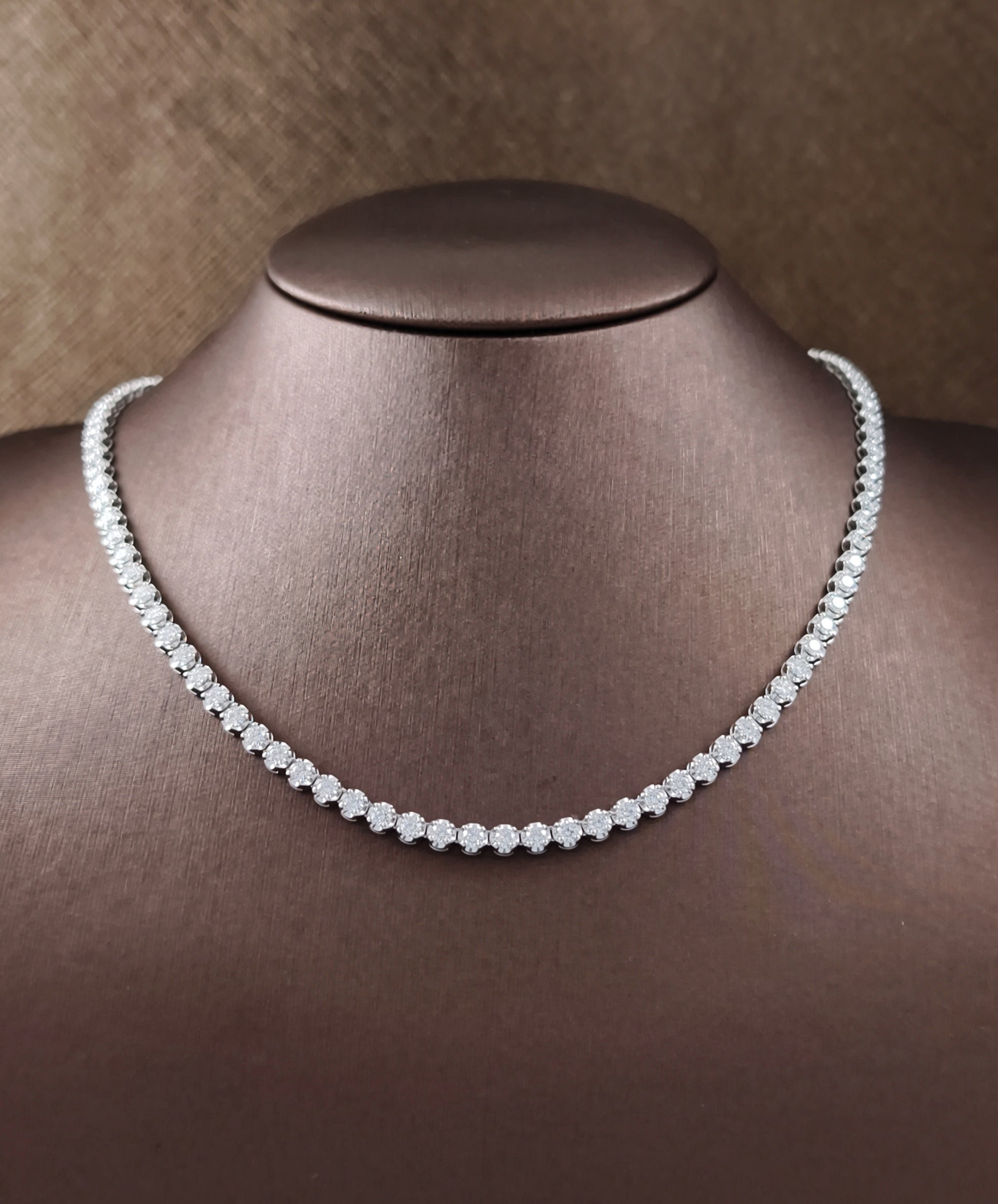 Round Cut Lab Grown Diamond Tennis Necklace | Sphere Diamond Bangkok Thailand